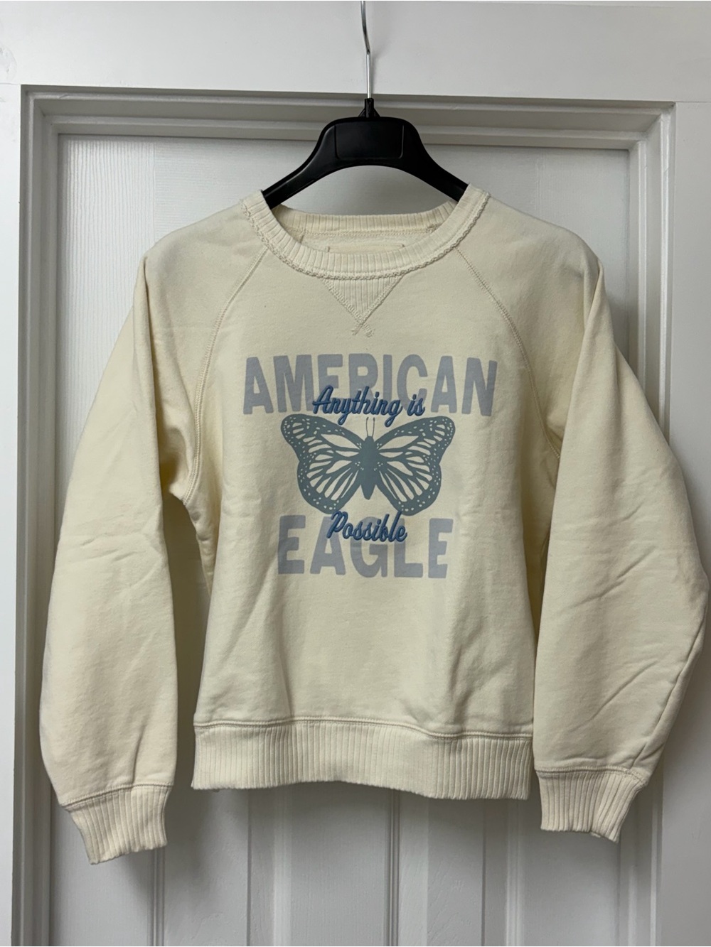 American Eagle Outfitters Kids Cream Graphic Sweatshirt - Light Blue Print